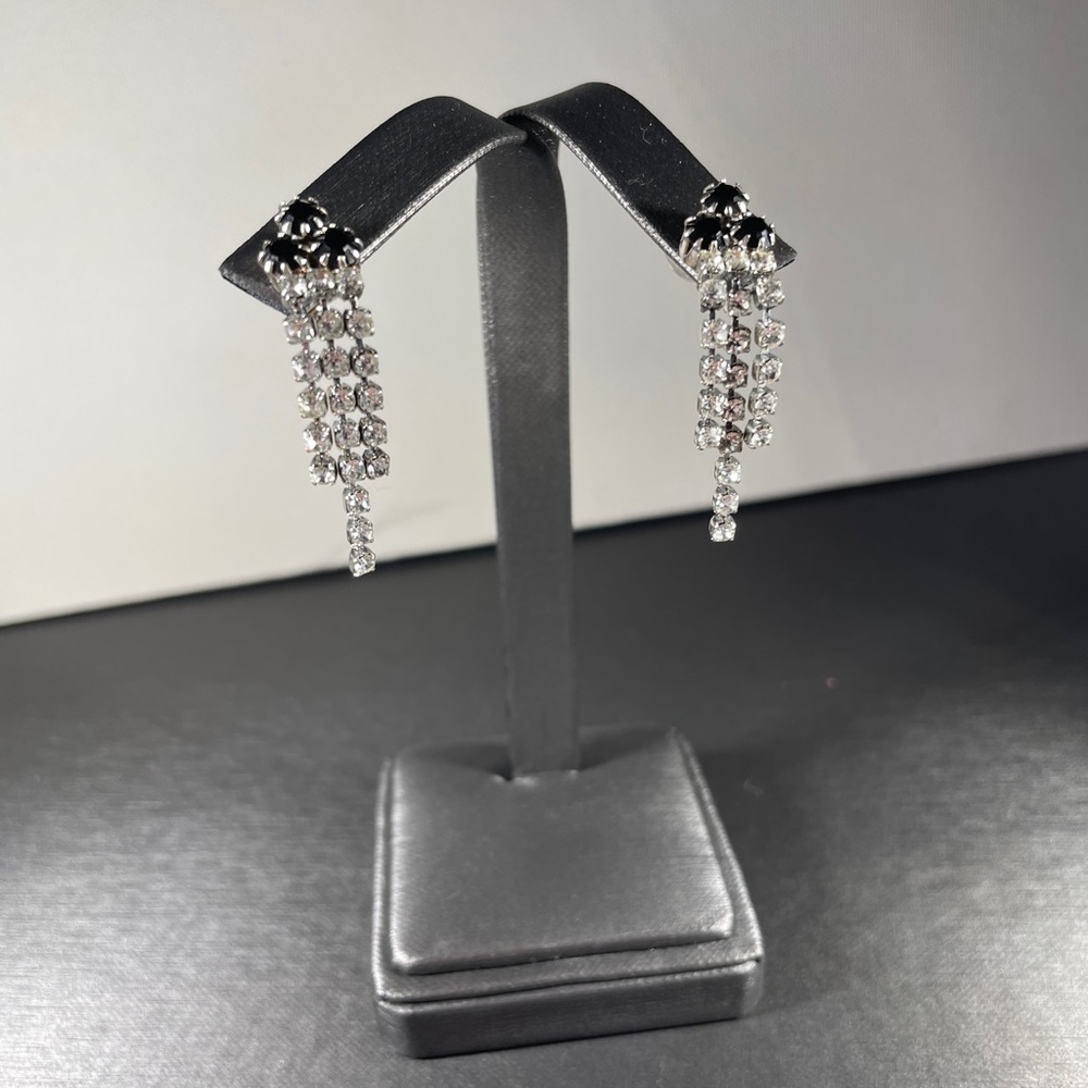 VTG Gatsby Dangle diamanté Rhinestone Earring Pair